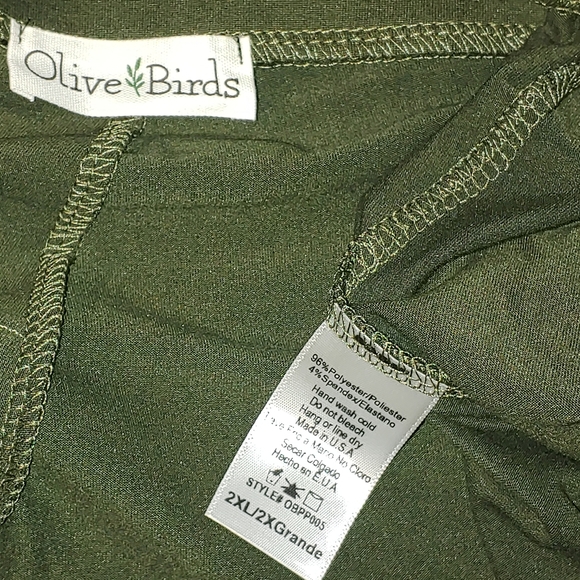 Olive Green Buttery Soft Pajamas Pants Drawstring Waist Lounge Wide Leg 2XL - Picture 11 of 12